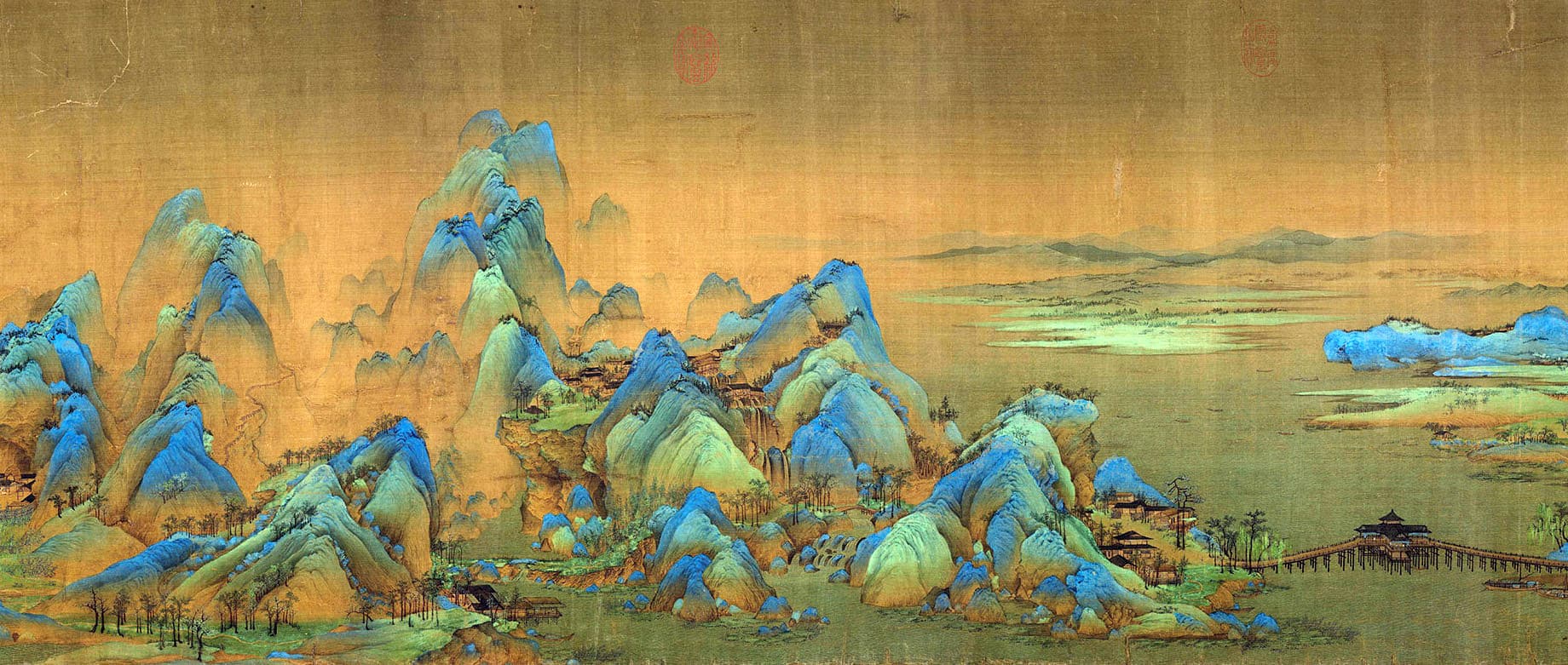 A Thousand Li of Rivers and Mountains, Song dynasty blue-green landscape